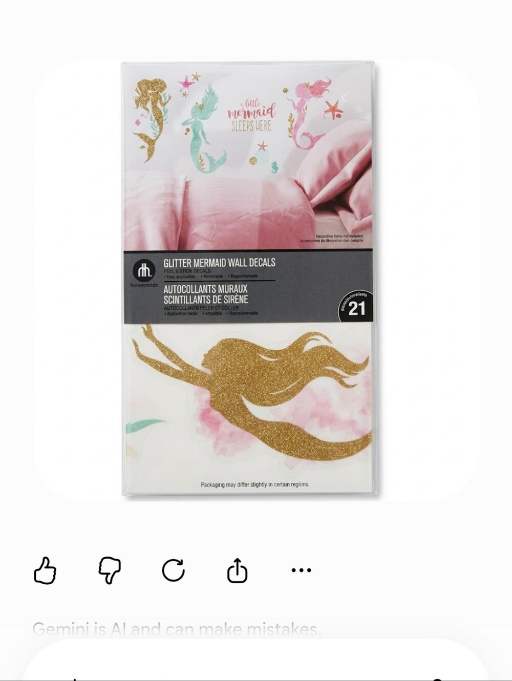 Mermaid Glitter Wall Decals For Girls Room / Playroom